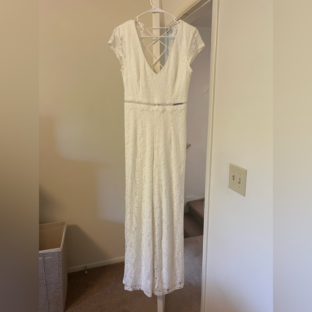 Lulus White Short Sleeve Jumpsuit